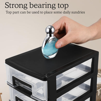 Tofficu Plastic Storage 5 Drawer Storage Tower Multifunctional Storage Cabinet with Clear Drawers Storage Case Organizer for Craft Stationary,5.9×8.5×12.2in (L×W×H)