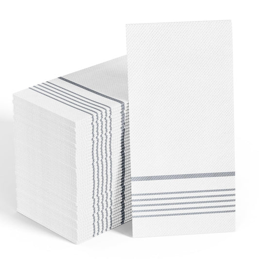200 Pack Silver Disposable Paper Napkins, 2-Ply
