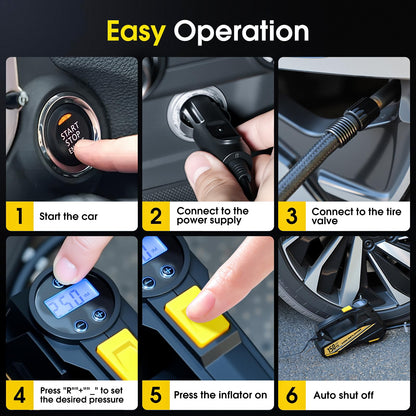 Portable Tire Inflator with Digital Gauge & Light
