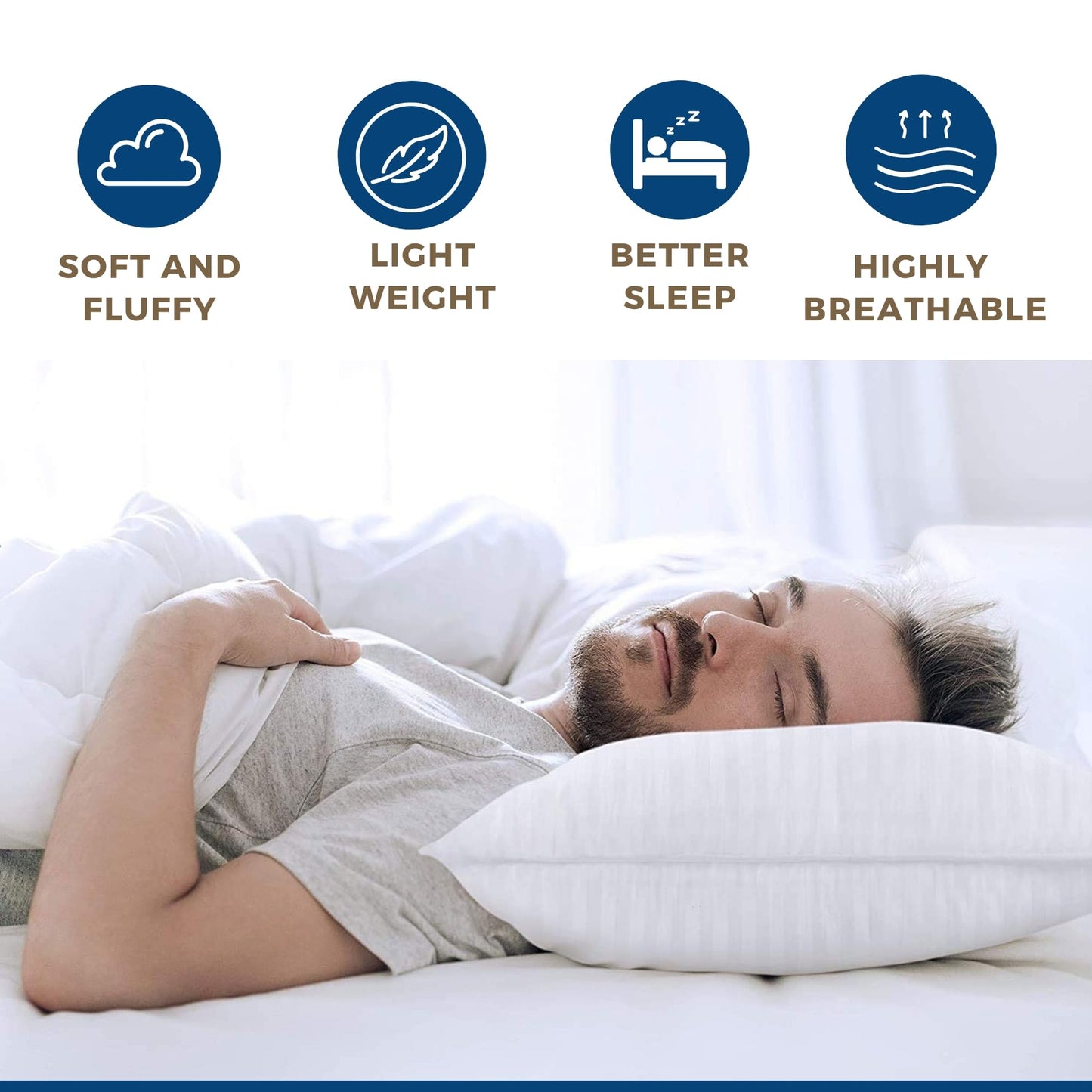2 Pack Snorbo Comfortable Queen Size Pillows