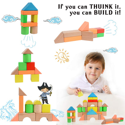 Large Wooden Building Blocks Set for Toddlers