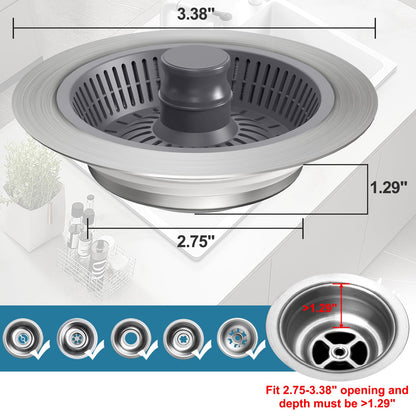 2 Pack Kitchen Sink Strainer Stopper Basket