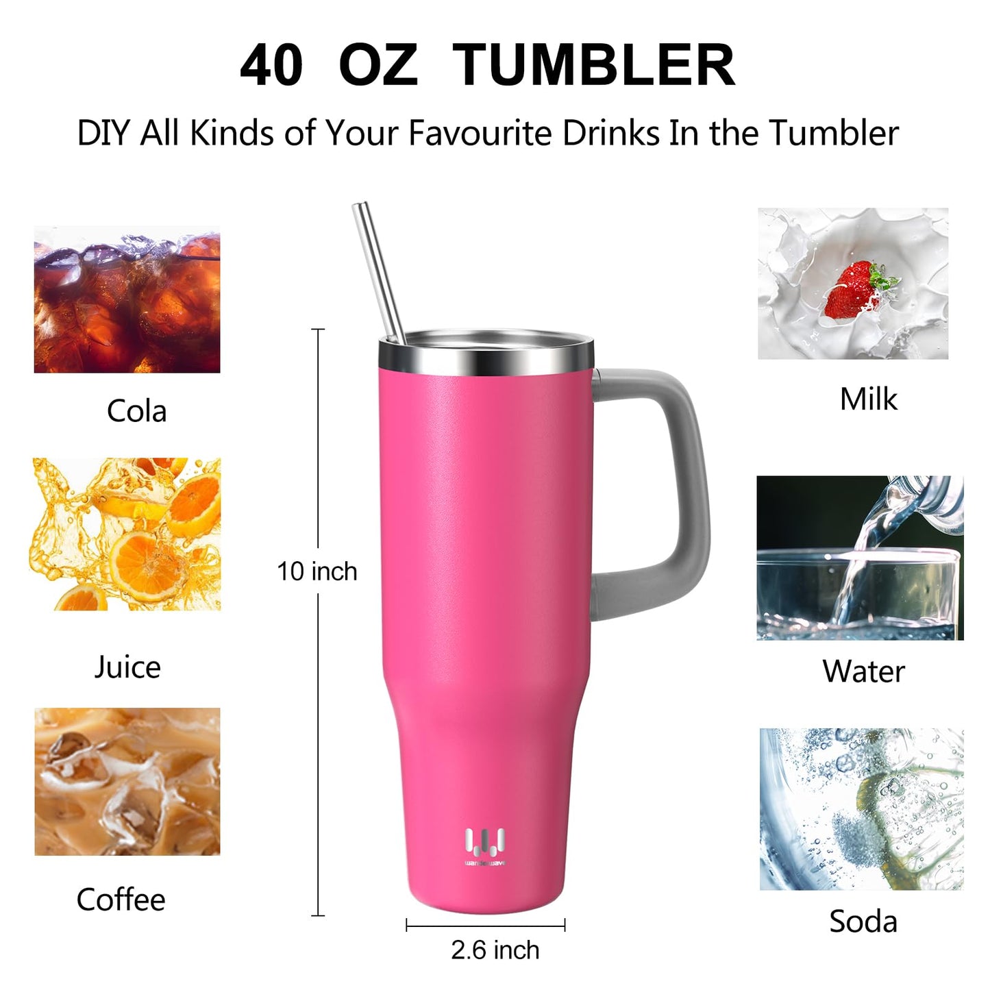 40 oz Insulated Travel Mug with Handle