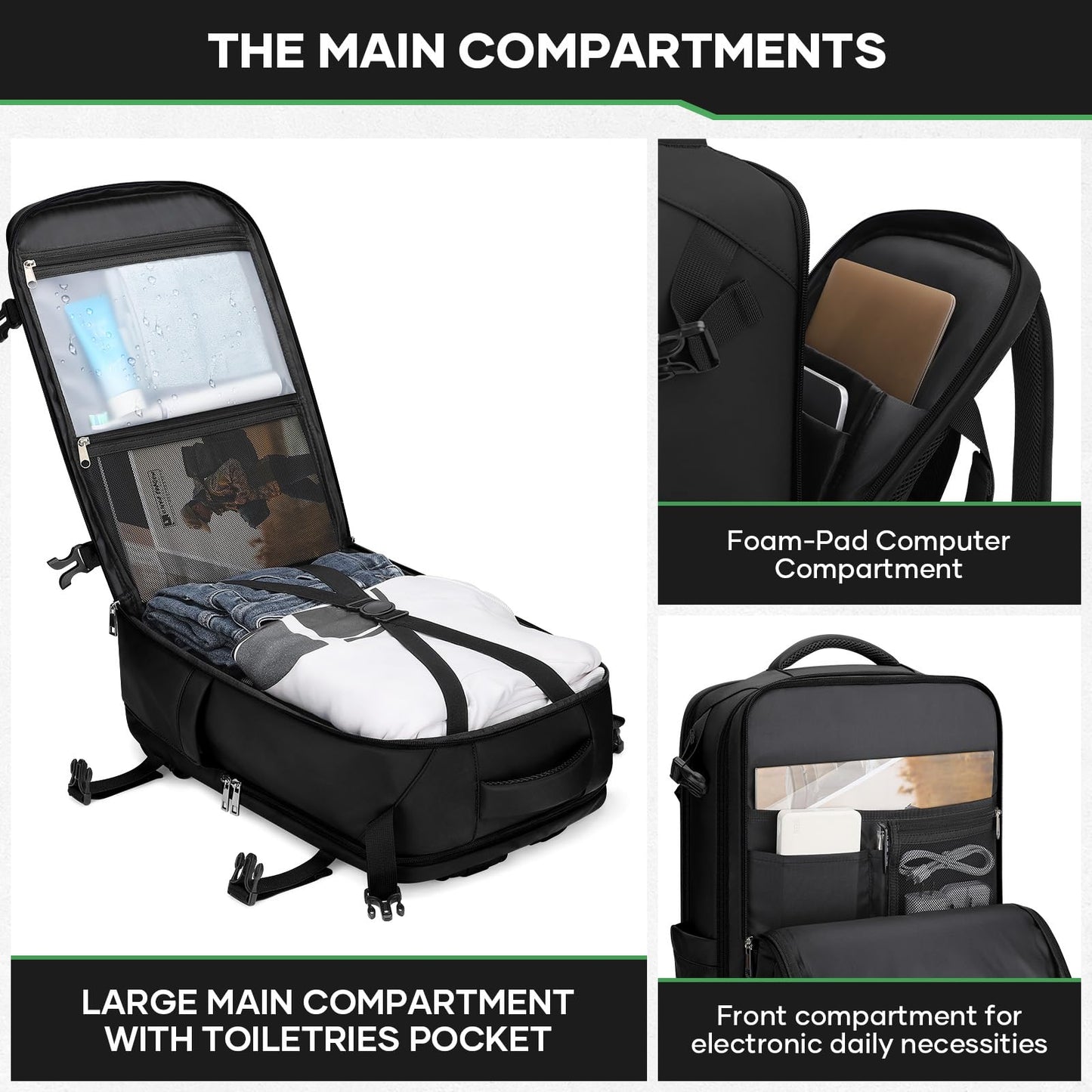 35L Waterproof Travel Backpack with Shoe Compartment