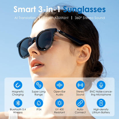 Smart Bluetooth Sunglasses with AI Translator