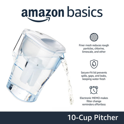 10-Cup Water Filter Pitcher by Amazon Basics