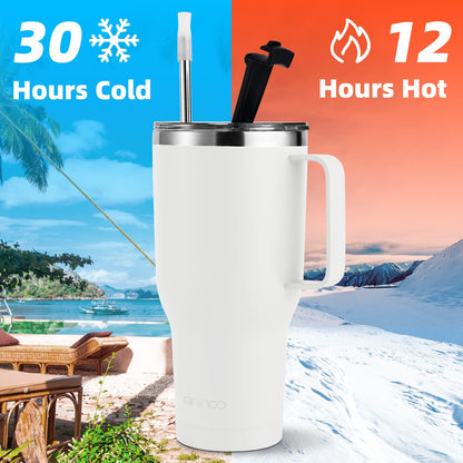 40 oz Insulated Tumbler with Handle and Straw