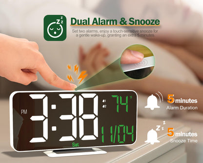 Neasroe 6.7" LED Digital Alarm Clock