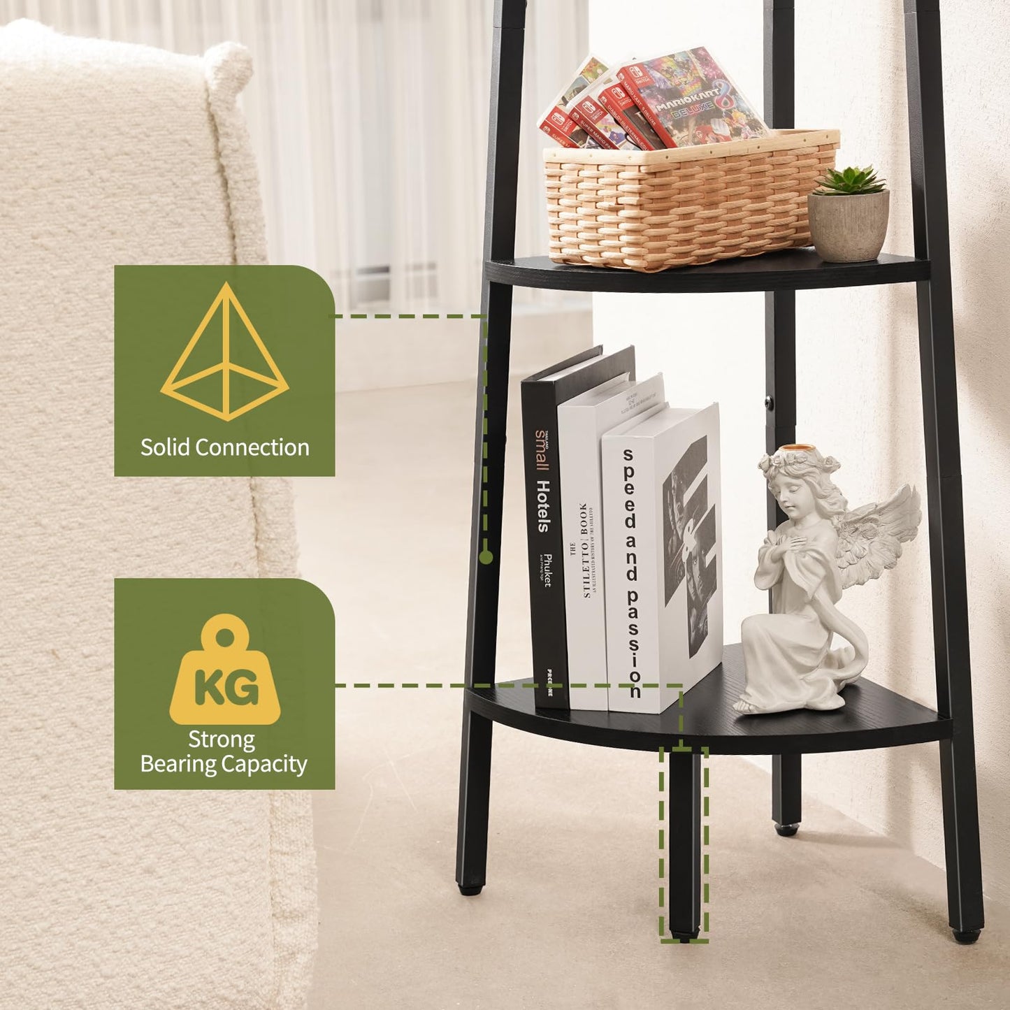 5-Tier Corner Shelf Stand with LED Lights
