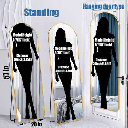 57" Gold Arch Full Length Mirror for Home