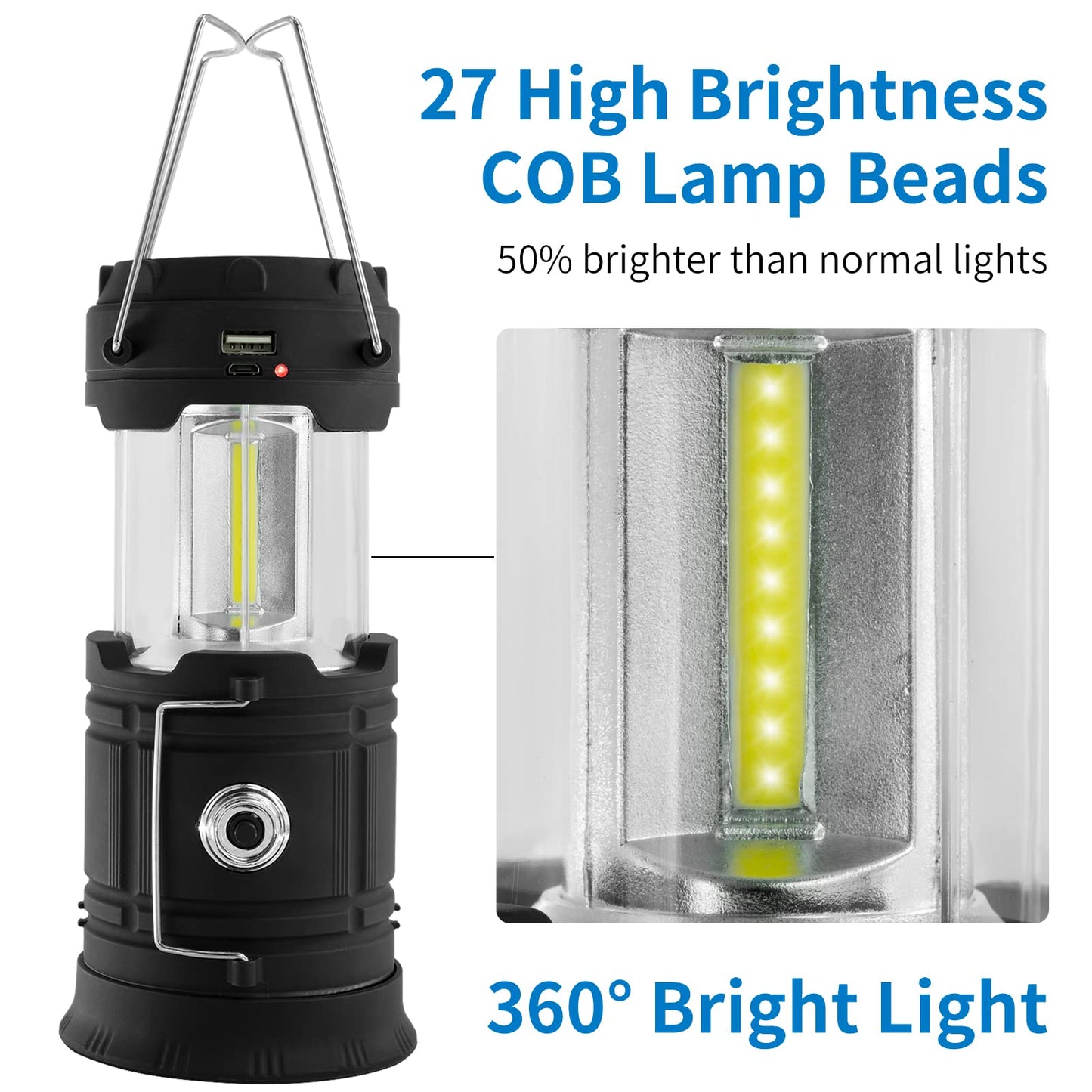 2 Pack Solar Rechargeable LED Camping Lanterns
