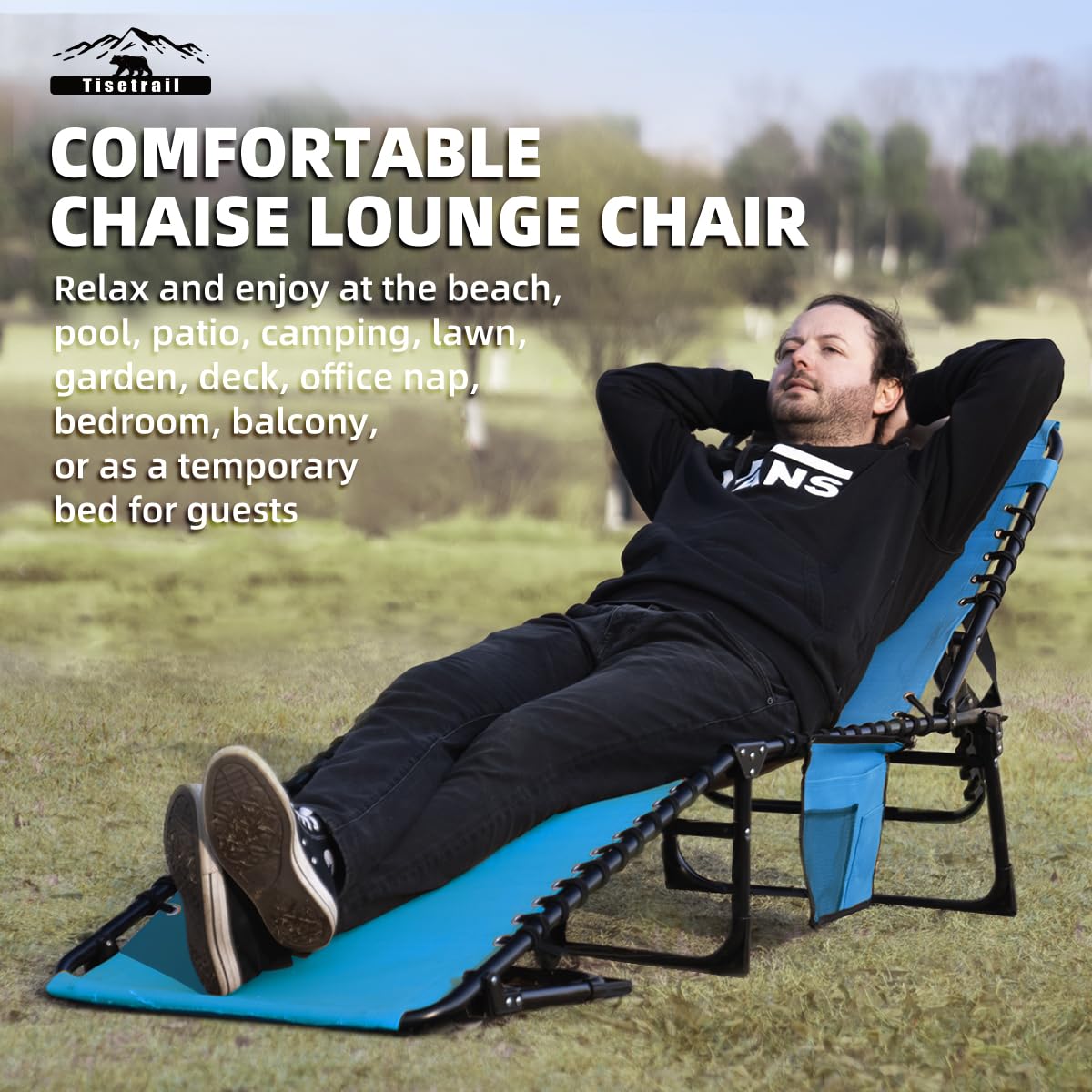 5-Position Folding Chaise Lounge Chair for Patio