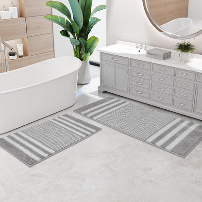 2-Piece Soft Chenille Bath Mat Set