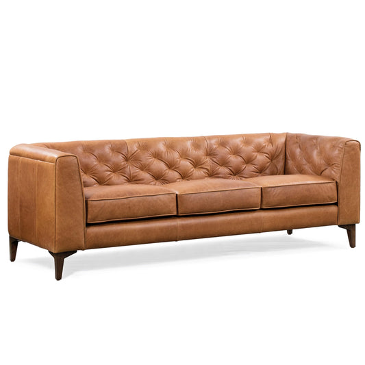Poly & Bark Leather Sofa with Tufted Back