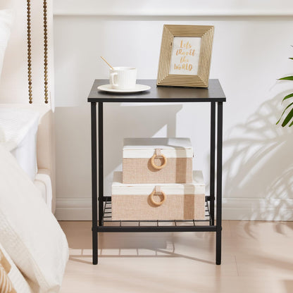 2-Tier Wooden End Table for Living Room