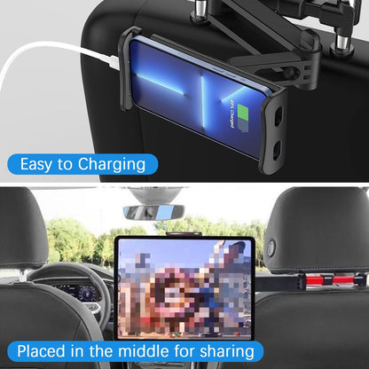 Tablet Holder for Car - Car Tablet Holder, [3 in 1 Extension Arm] Long Trip Car Tablet Mount, Road Trip Essentials, Car Backseat Tablet Mount Compatible with 4-12" Tablets & Headrest Rod (Black)