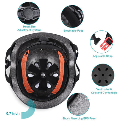 Kids Helmet, Toddler Helmet Adjustable Toddler Helmet Ages 3-8 Years Old Boys Girls Multi-Sports Safety (Black)