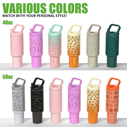 40 oz Insulated Tumbler with Handle and Straw