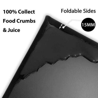 WK Extra Thick Foldable Cutting Boards with Lip, Flexible Plastic Cutting Board Mats for Kitchen, Black Cutting Boards for Meat, Nonslip Cutting Mats, BPA Free, Dishwasher Safe, Set of 3