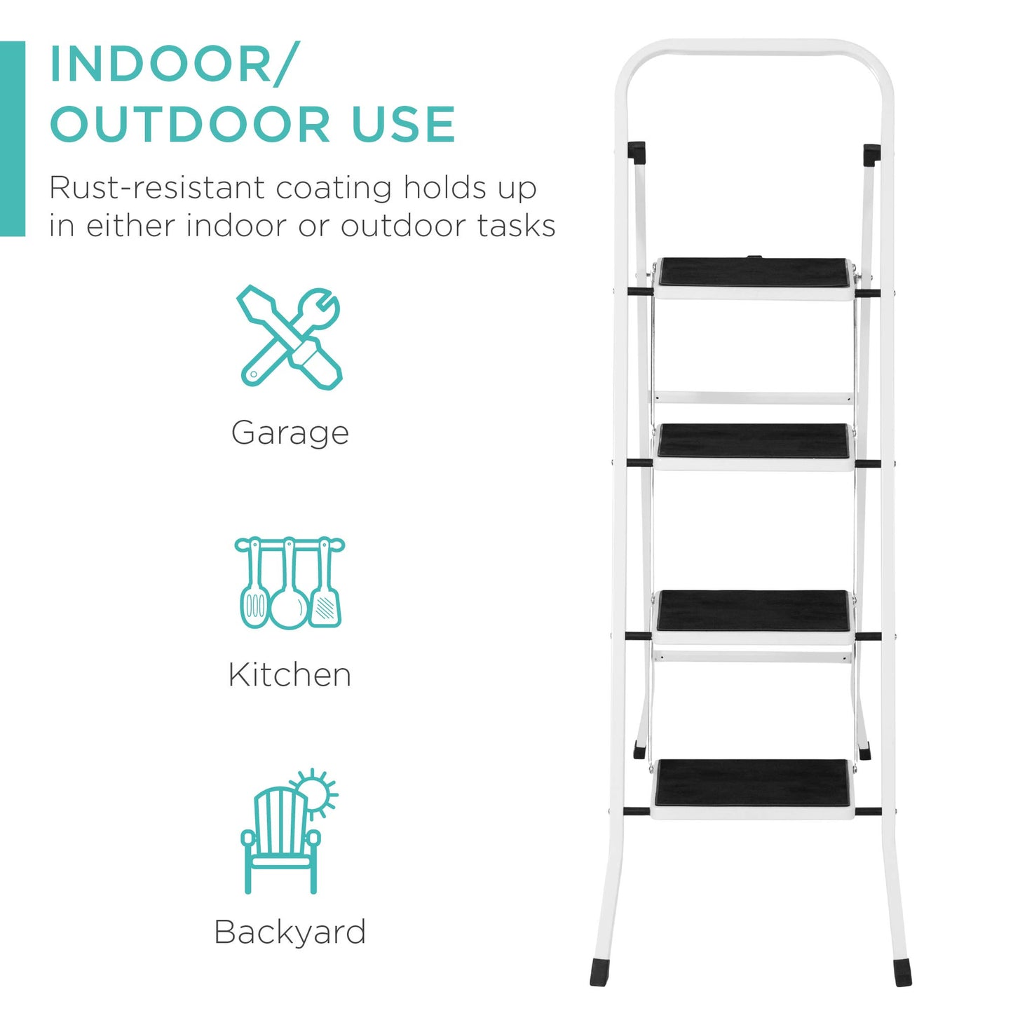 4-Step Heavy-Duty Folding Ladder with Handrail