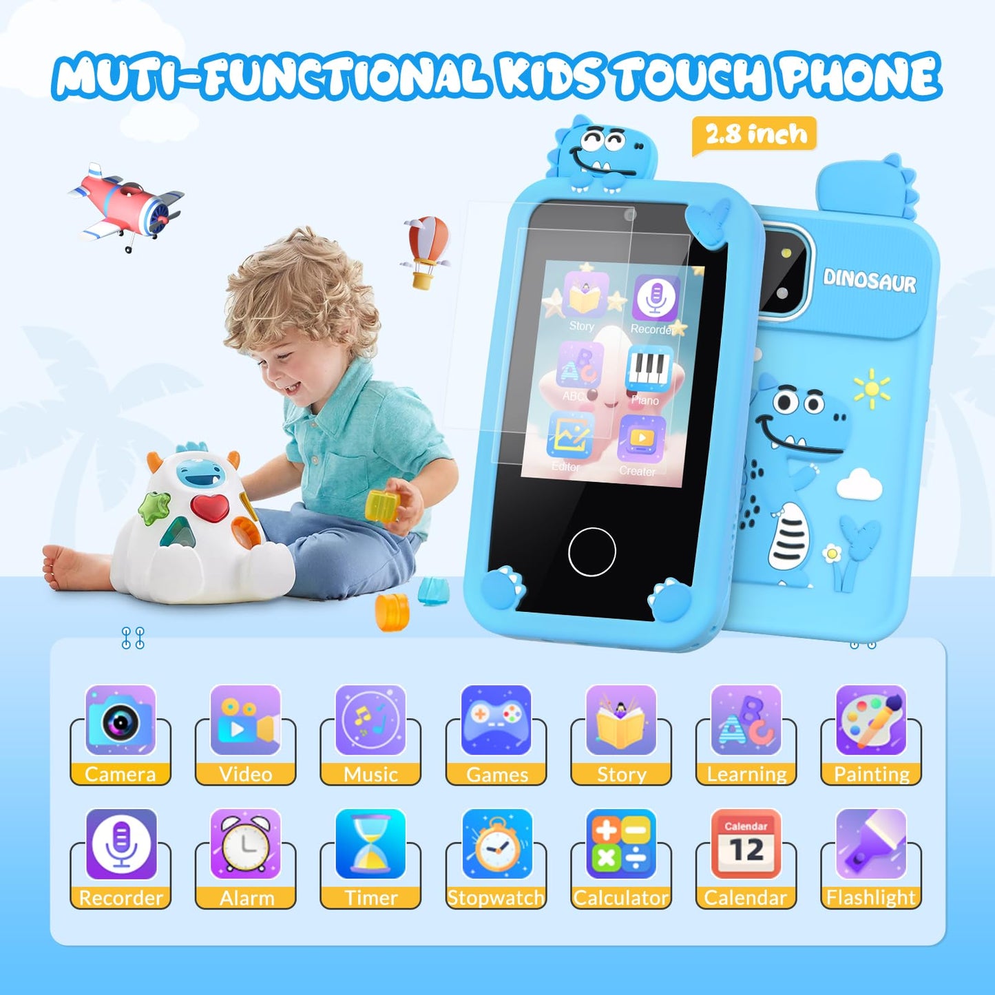 Kids Smart Phone Toy with Touchscreen & Dual Lens