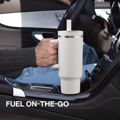 40 oz Insulated Tumbler with Handle and Straw