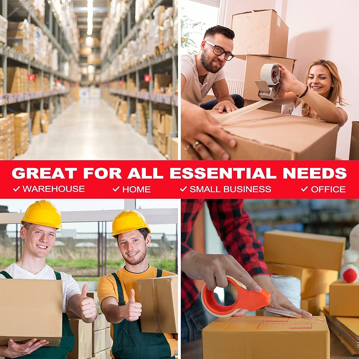 SCESSPACK Packing Tape(18 Rolls),2.0Mil Packaging Tape for Shipping Moving Sealing,1.88 Inch x 60 yd Per Roll,Total 1080 Yards