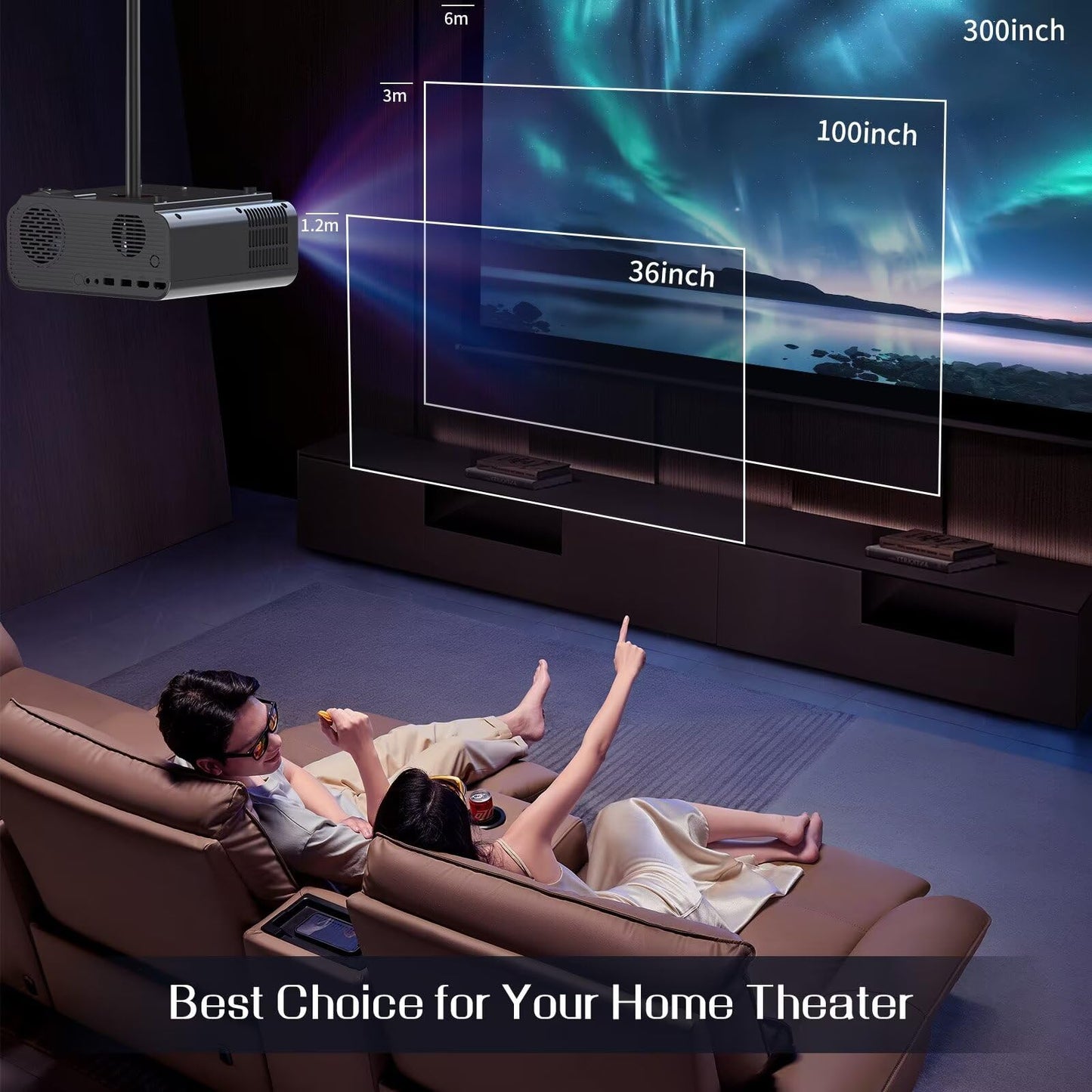 Portable 1080P Projector with Auto Focus & Screen