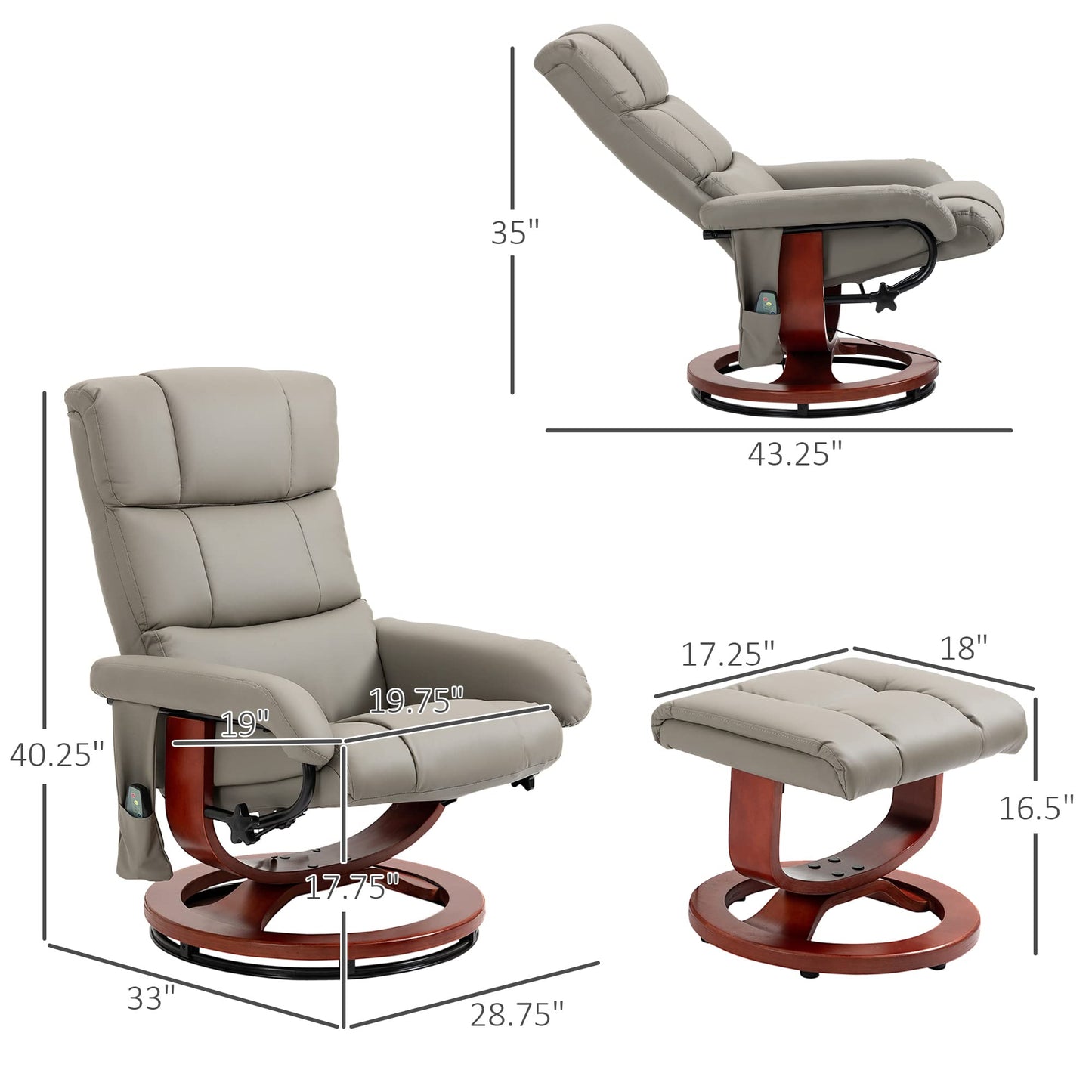 HOMCOM Massage Recliner Chair with Ottoman