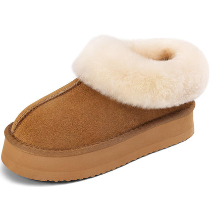 Furry Lined Platform Slippers for Women