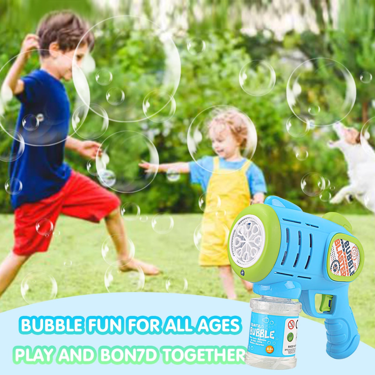 2 Pack Bubble Gun Machine for Kids Outdoor Fun