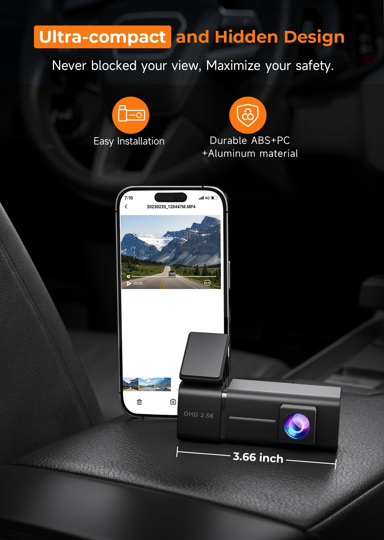 2.5K WiFi Dash Cam with Night Vision