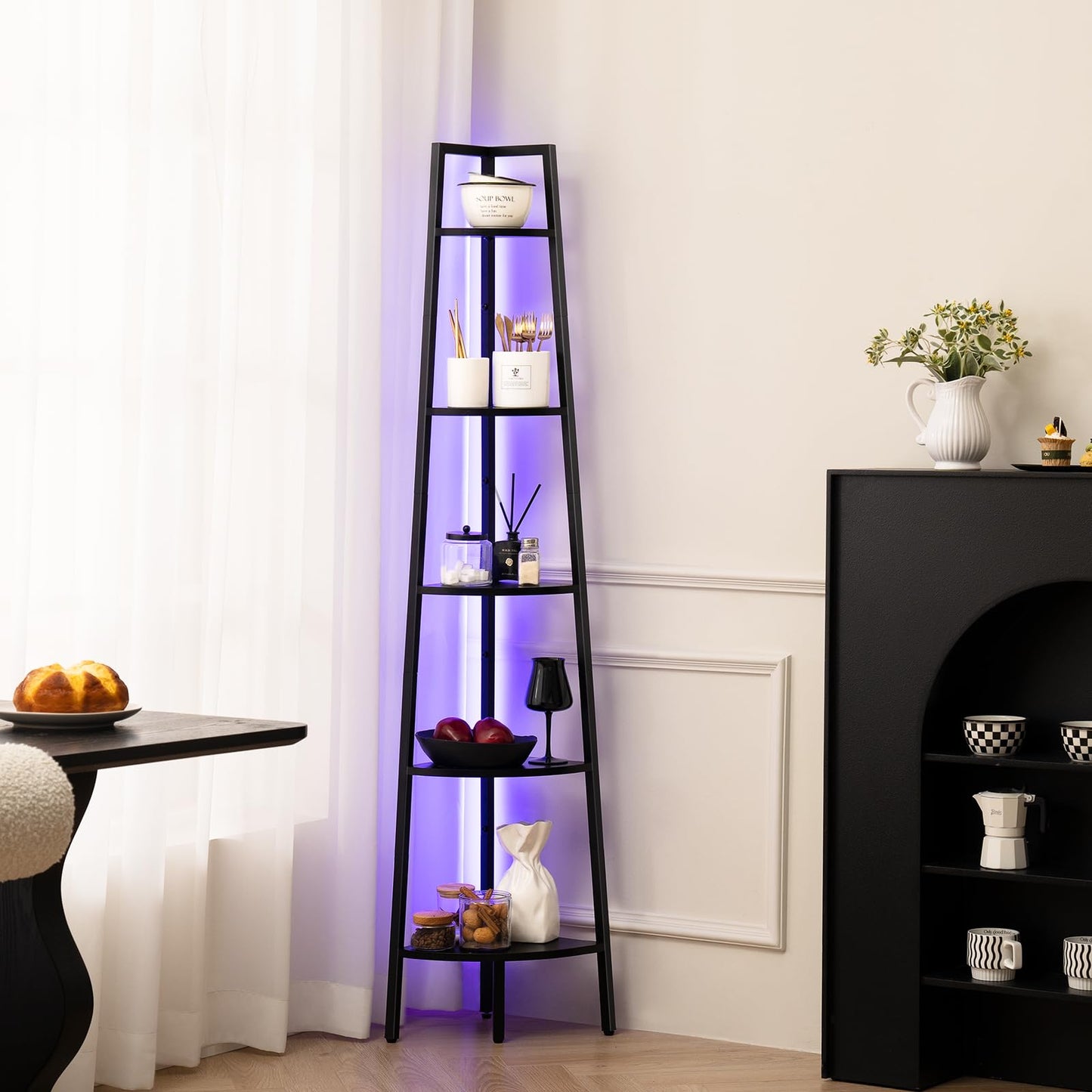 5-Tier Corner Shelf Stand with LED Lights