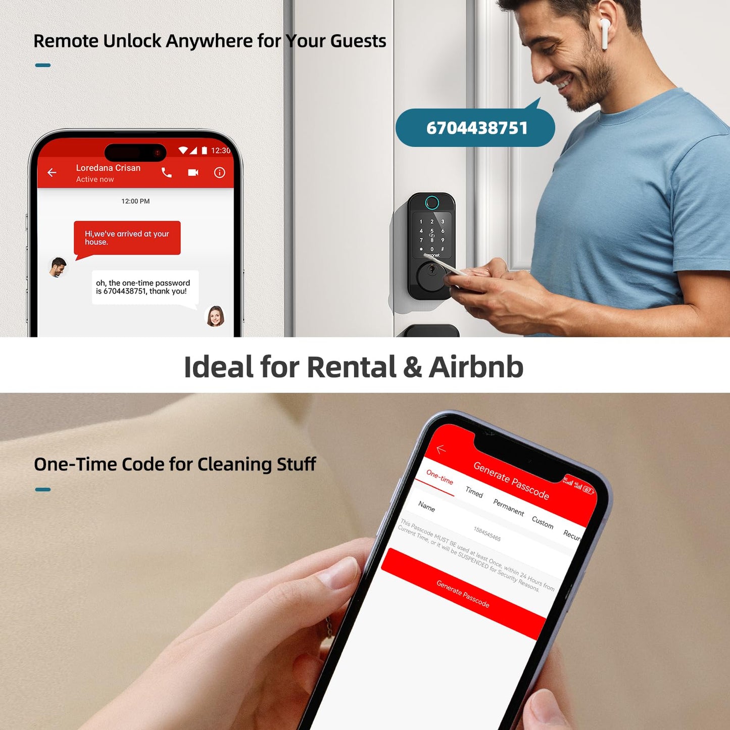SMONET WiFi Deadbolt Fingerprint Keyless Lock