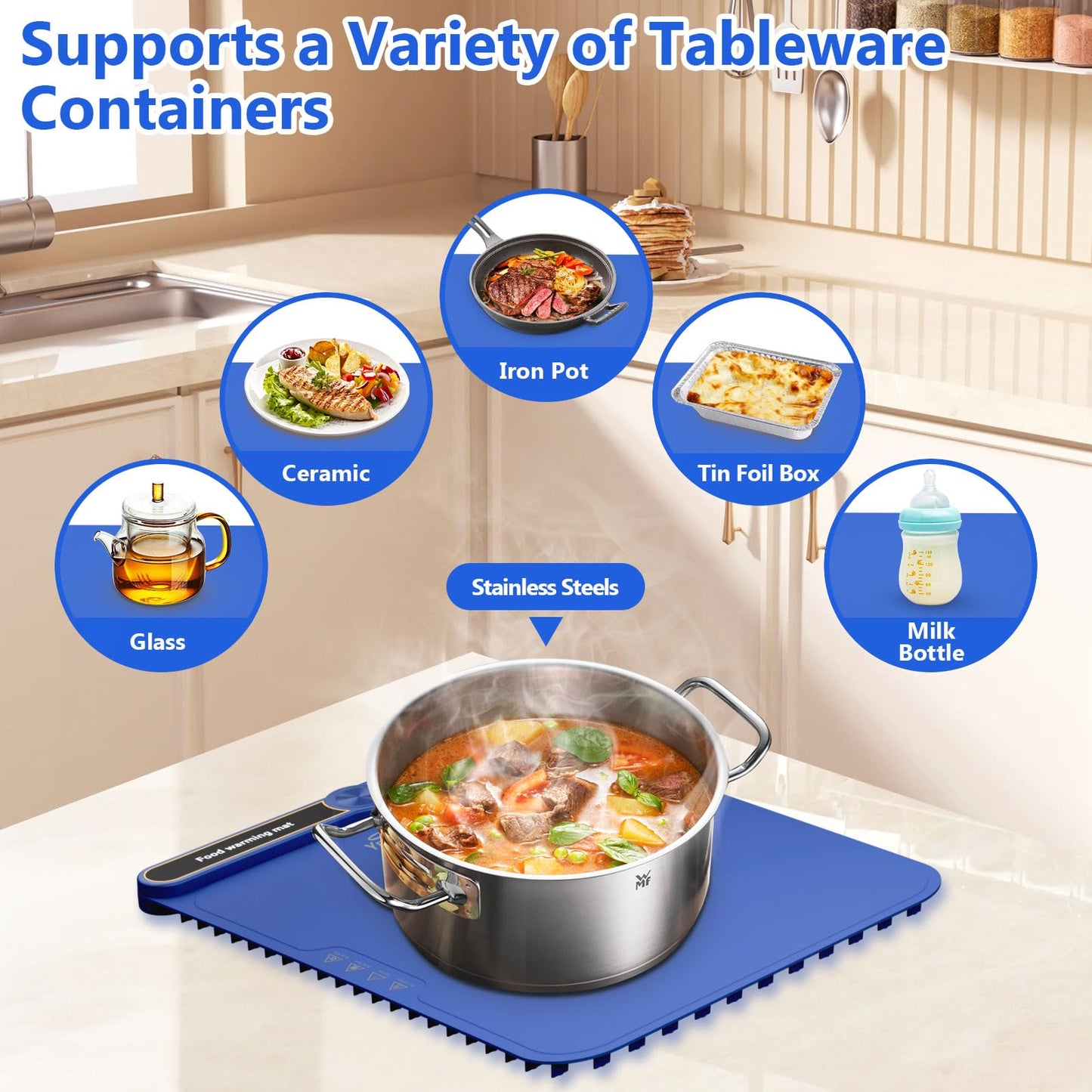 Portable Food Warming Mat with Auto Shut-Off