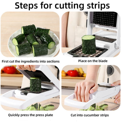 Vegetable Chopper, Multifunctional Veggie Chopper,Kitchen Vegetable Slicer Dicer Cutter,Potato Onion Food Chopper with Vegetable Peeler,Hand Guard and Container