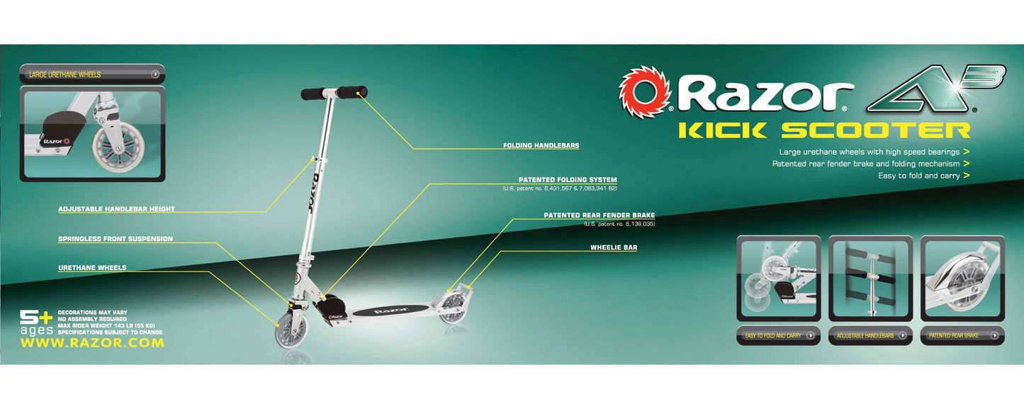 Razor A3 Kick Scooter for Kids with Suspension