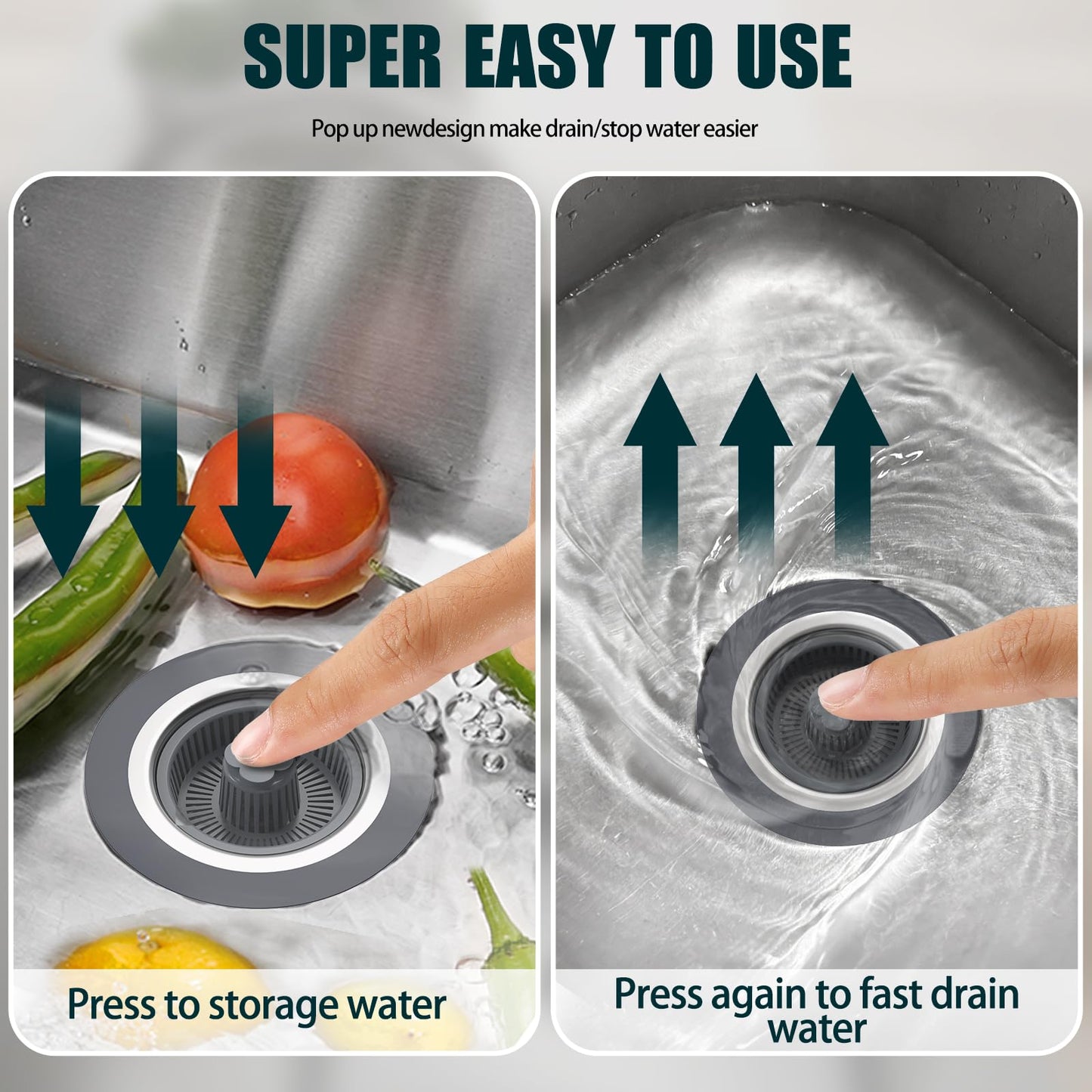 2 Pack Stainless Steel Kitchen Sink Strainers
