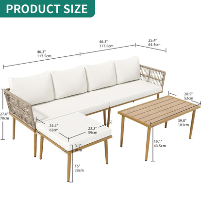 6-Piece Outdoor Rattan Sectional Sofa Set