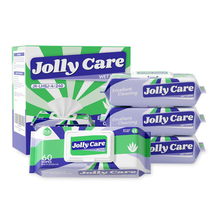 Jolly Care Unscented Adult Wet Wipes, 240 Count