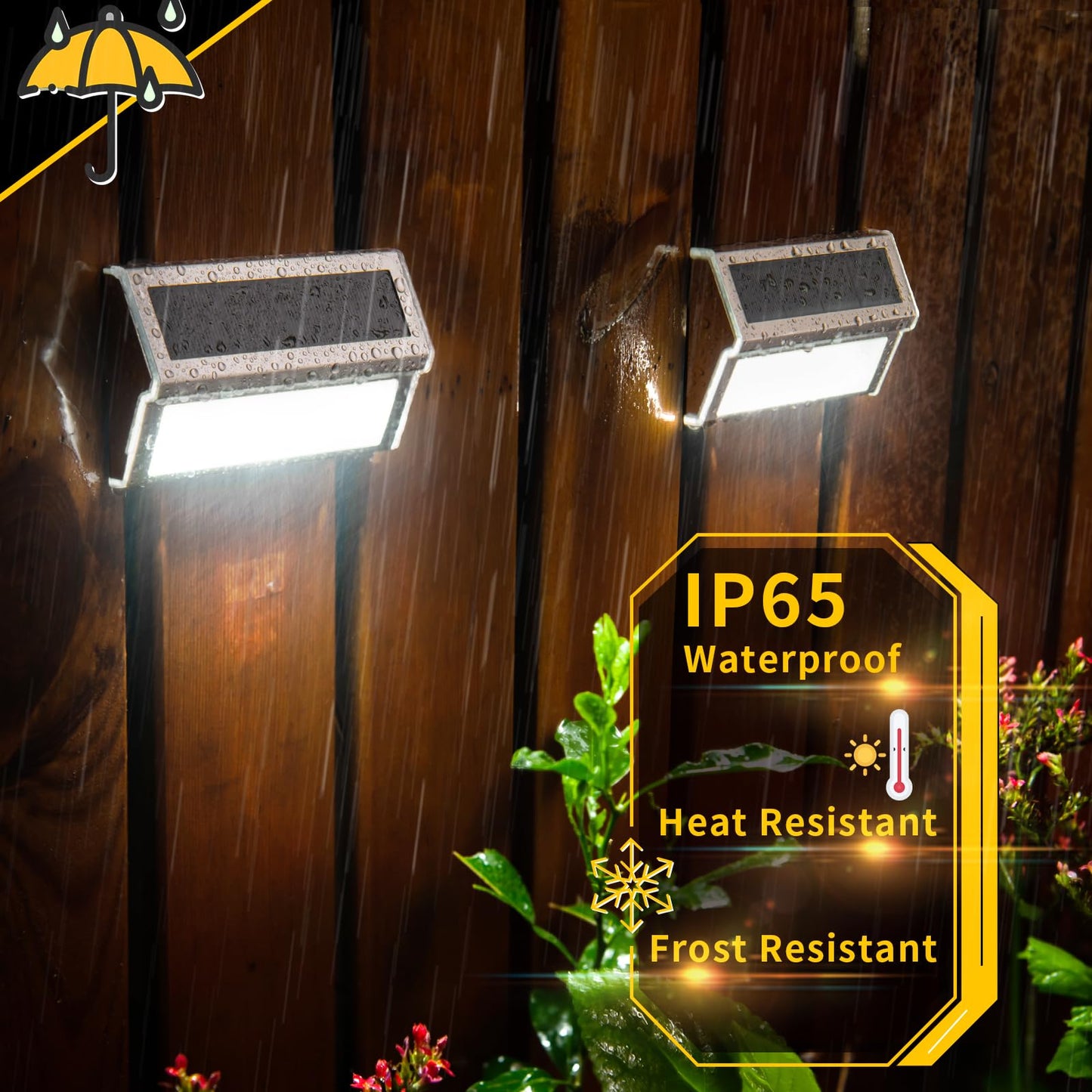 ROSHWEY Solar Outdoor Lights, 10 Pack 9LED Solar Fence Lights Stainless Steel Solar Powered Deck Step Lights Waterproof for Backyard Fences Decks Post Steps Stairs Pathway Patio