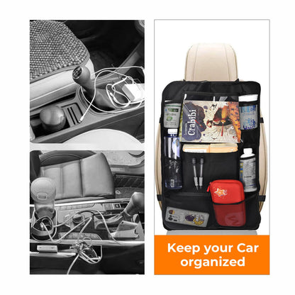 LUKCOZMO Backseat Car Organizer 2 Pack Backseat Car Organizer Back Seat Protector with Touch Screen Tablet Holder, Seat back Organizer for Kids, Waterproof Travel Accessories with 9 Storage Pockets