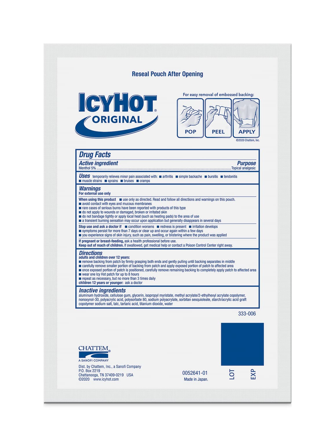 Icy Hot XL Pain Relief Patch (3 Count)
