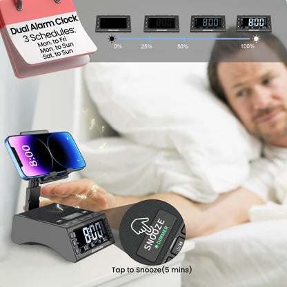 JTEMAN Gifts for Men Women,Cell Phone Stand with Wireless Bluetooth Speaker,Adjustable Cool Tech Kitchen Gadgets,Unique Birthday Gift Idea for Him, Husband, Boyfriend