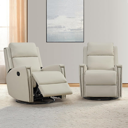 KISLOT Leather Recliner Chair with Swivel Rocker