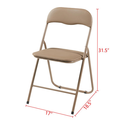 Panana Folding Chairs with Padded Cushion and Back, Metal Chairs for Home and Office,Indoor and Outdoor Foldable Chairs (Kahki, 6 Pack)