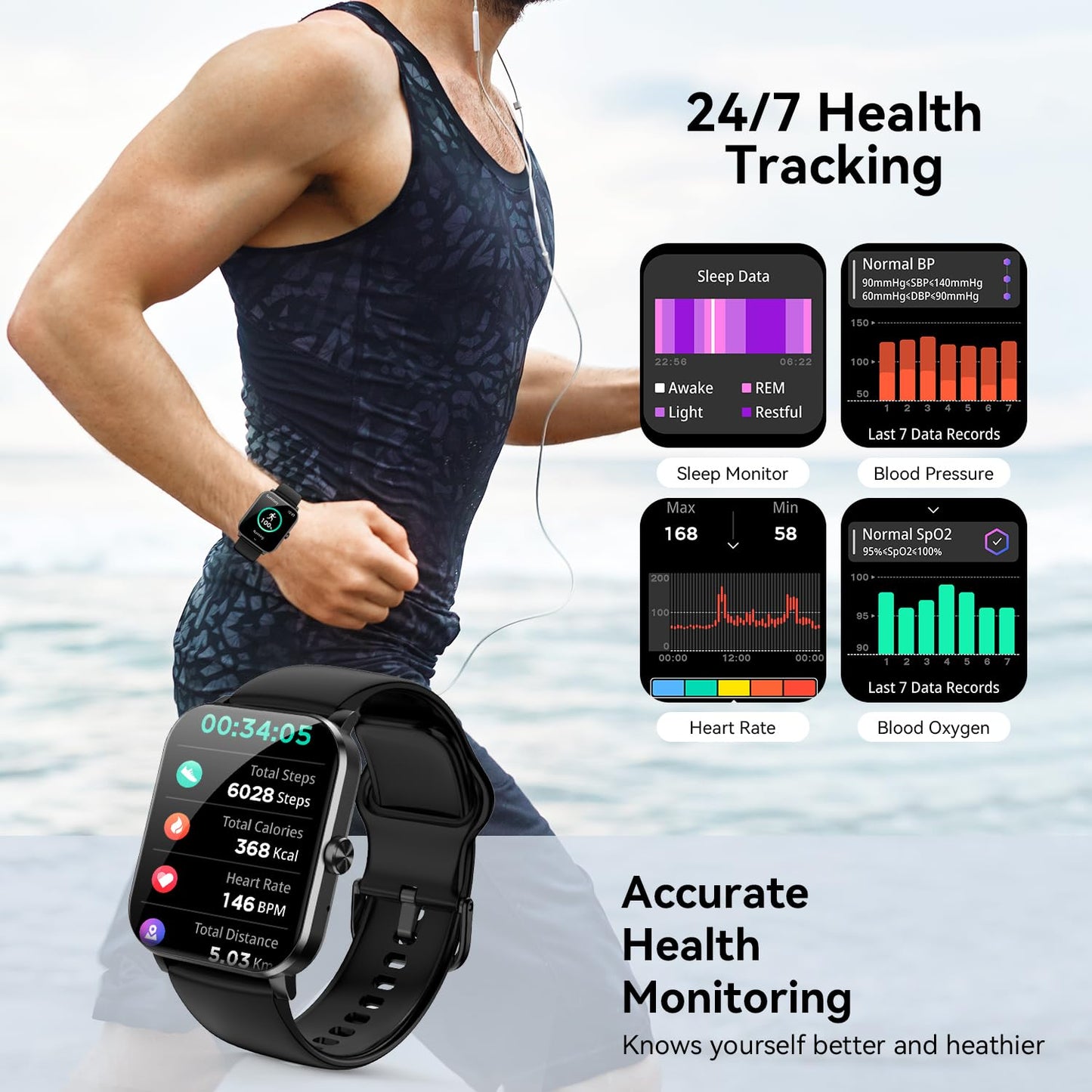 Smart Watch IP68 Fitness Tracker for Android iOS