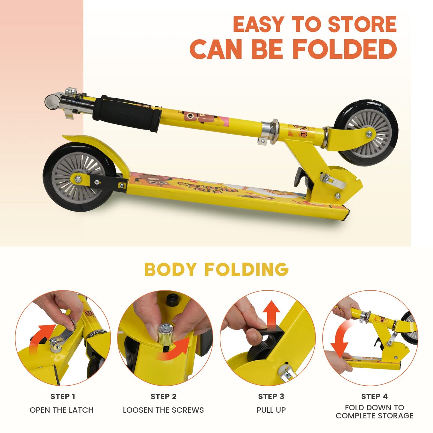 FunWater 2-in-1 Kids Kick Scooter, Snow Sled Kick Scooter Conversion Kit, Foldable Body, Light Weight, Adjustable Height Handle, Toddler Scooter for Kids