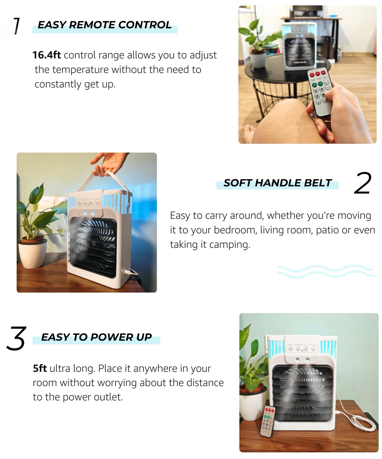 Portable Air Conditioner with 3 Speeds & Timer