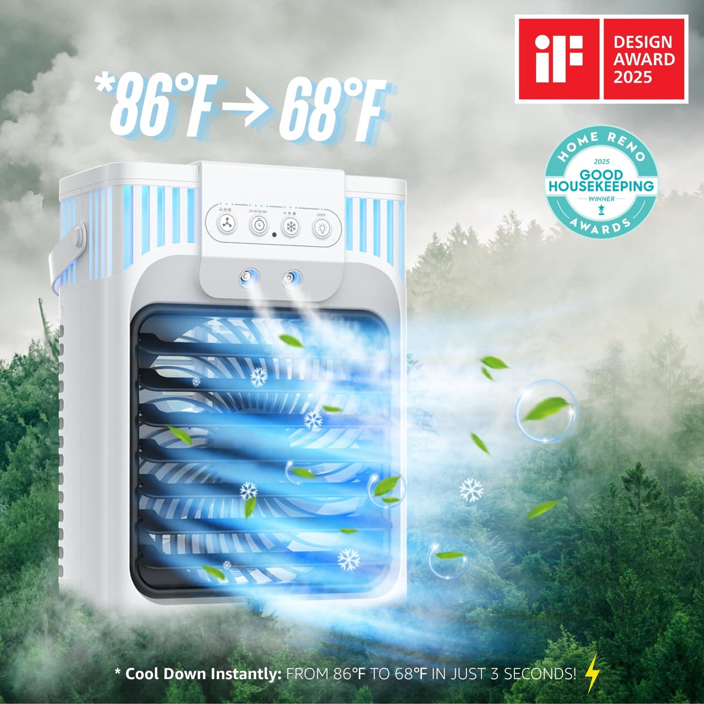 Portable Air Conditioner with 3 Speeds & Timer